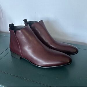 Men's Burgundy Leather Ankle Boots